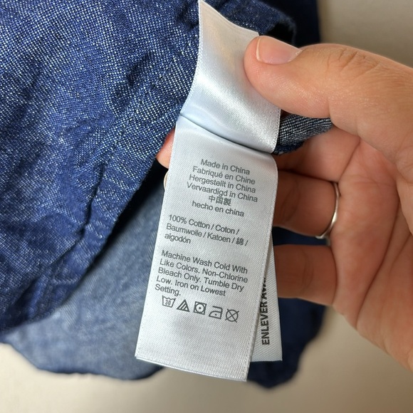 J. Crew puff sleeve chambray smocked top denim blue size small - Picture 8 of 10